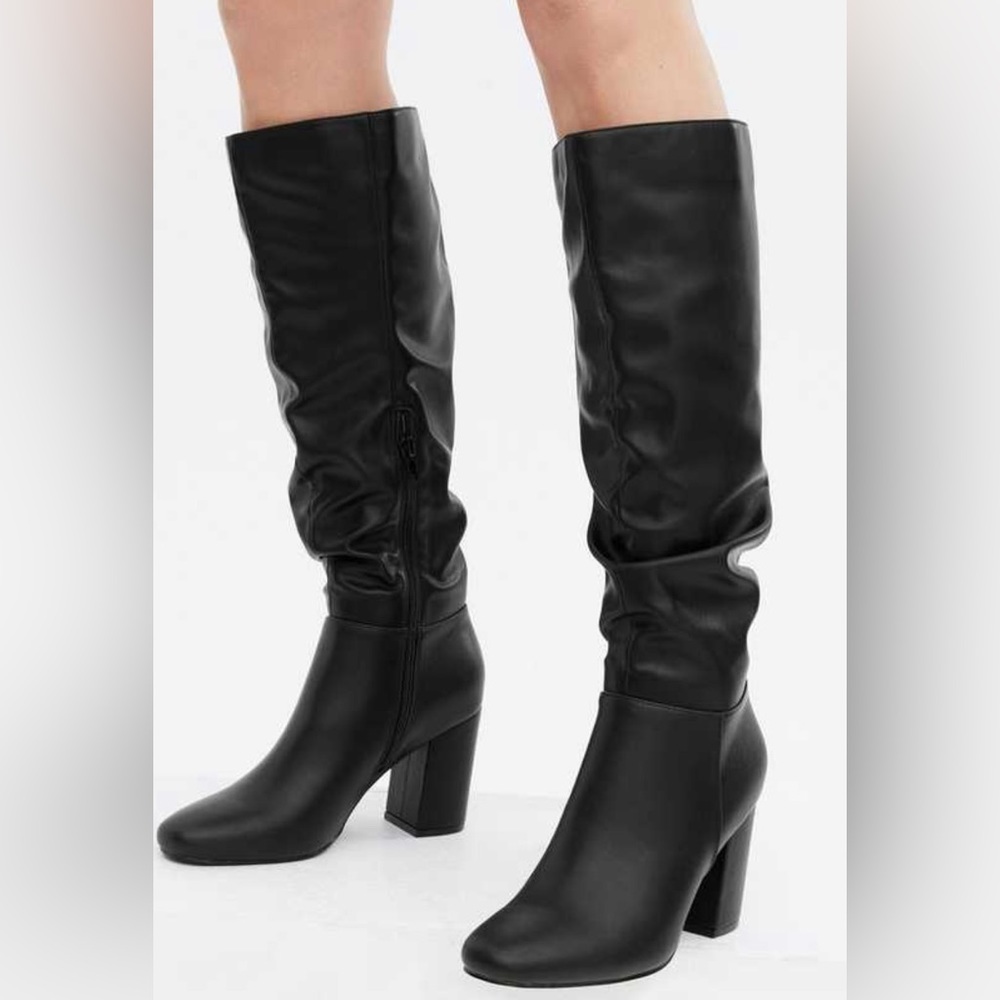 New Look Slouchy Heeled Knee High Boots. Black. US9
